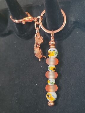 Floral Drop Bead Purse Or Keychain Charm